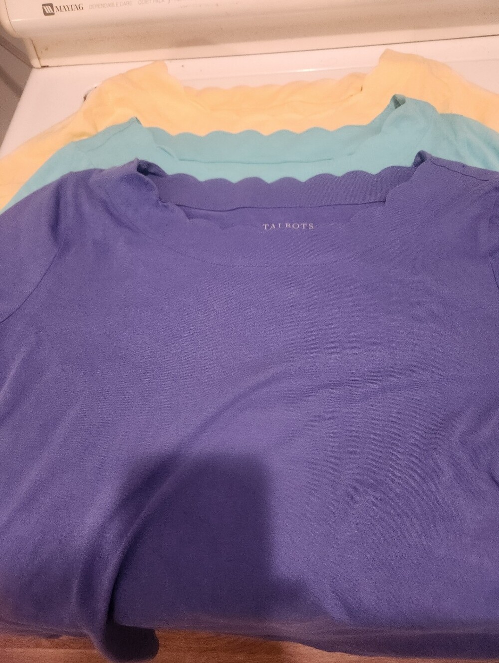 3 Talbots Scalloped Neck Pima Cotton Tops - Picture 7 of 7